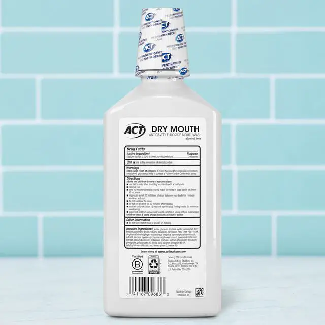 Alt view image 2 of 7 - Dry Mouth Anticavity Zero Alcohol Fluoride Mouthwash, Soothing Mint, 33.8 fl. oz.