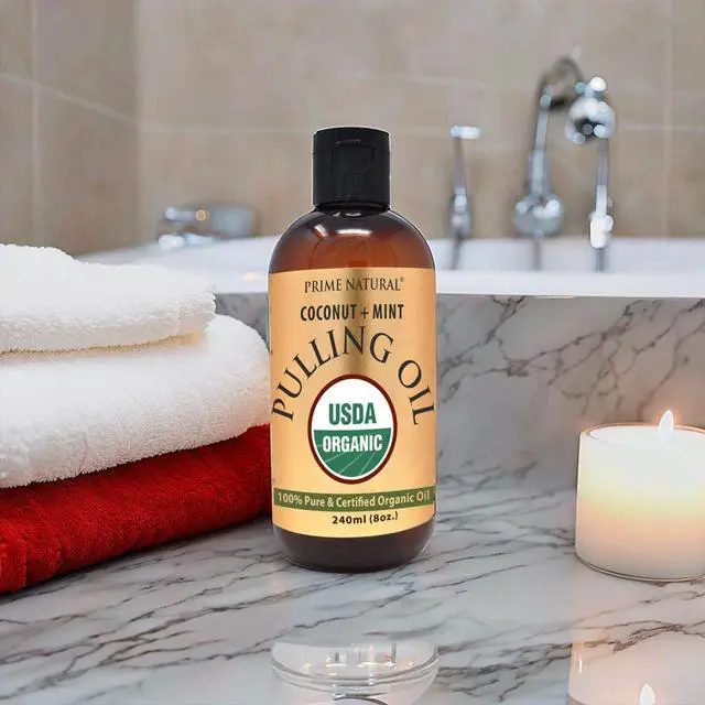 Alt view image 4 of 4 - Oil Pulling with Organic Coconut & Organic Peppermint Oil 8oz | Cocomint | Natural Oral Care & Teeth Whitening | Alcohol Free Mouthwash Freshens Breath, Healthier Teeth & Gums