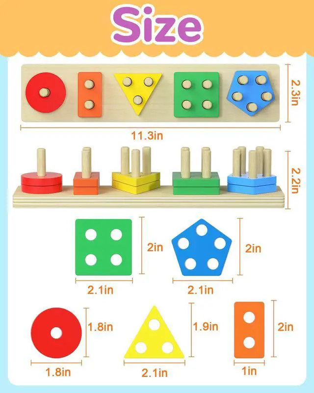 Alt view image 6 of 6 - Montessori Toys for 1 2 3 Year Old Boy Girl, Toddler Learning Toys Gifts | Montessori Toy, Toddler Toy 2-3, Boy Girl Birthday Gifts, Wooden Block, Sensory Toy, Puzzle, Shape Sorter, Toddler Activities
