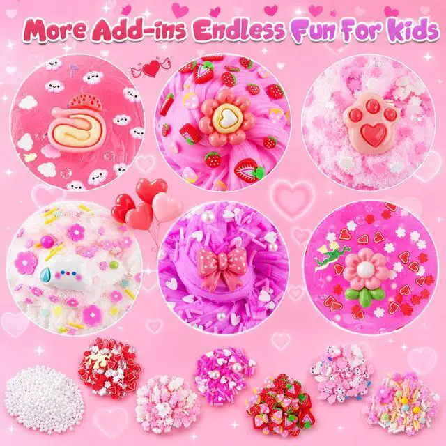 Alt view image 3 of 7 - 6 Pack Slimes, Pink Slime Kids, Cloud Slime kit for Girls Ages 8-12, Toys for Girls and Boys, for Kids Slime Set Party kit Goodie Bag Stuffers, 4 5 6 7 8 9 10 Year Old Girl Birthday Gift Cute Stuff