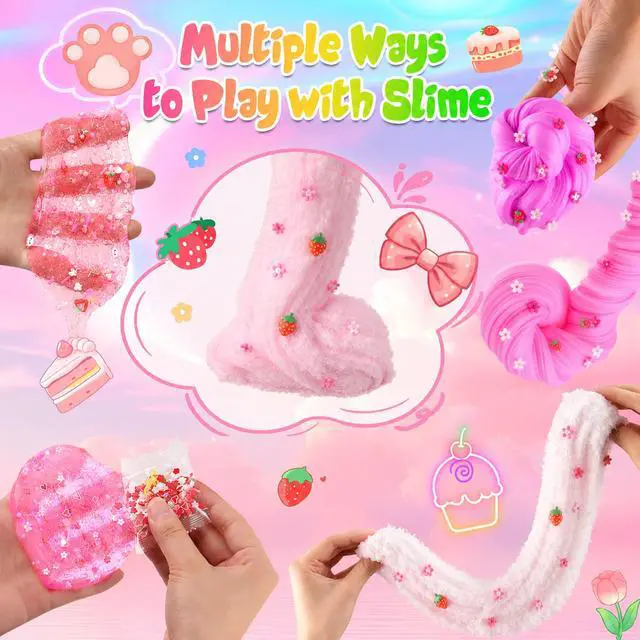 Alt view image 4 of 7 - 6 Pack Slimes, Pink Slime Kids, Cloud Slime kit for Girls Ages 8-12, Toys for Girls and Boys, for Kids Slime Set Party kit Goodie Bag Stuffers, 4 5 6 7 8 9 10 Year Old Girl Birthday Gift Cute Stuff