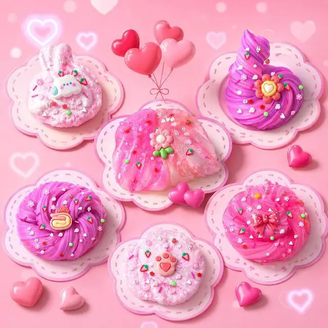 Alt view image 6 of 7 - 6 Pack Slimes, Pink Slime Kids, Cloud Slime kit for Girls Ages 8-12, Toys for Girls and Boys, for Kids Slime Set Party kit Goodie Bag Stuffers, 4 5 6 7 8 9 10 Year Old Girl Birthday Gift Cute Stuff