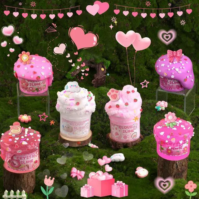 Alt view image 7 of 7 - 6 Pack Slimes, Pink Slime Kids, Cloud Slime kit for Girls Ages 8-12, Toys for Girls and Boys, for Kids Slime Set Party kit Goodie Bag Stuffers, 4 5 6 7 8 9 10 Year Old Girl Birthday Gift Cute Stuff