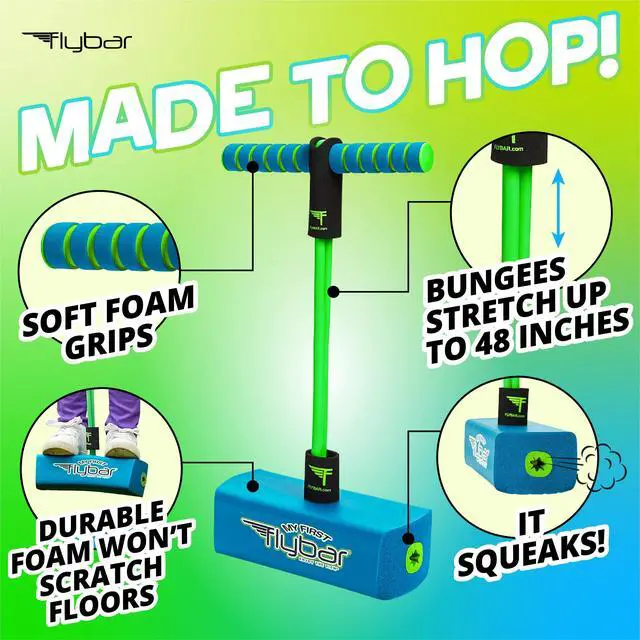 Alt view image 2 of 6 - My First Foam Pogo Jumper for Kids Fun and Safe Pogo Stick, Durable Foam and Bungee Jumper for Ages 3 and up Toddler Toys, Supports up to 250lbs (Blue)