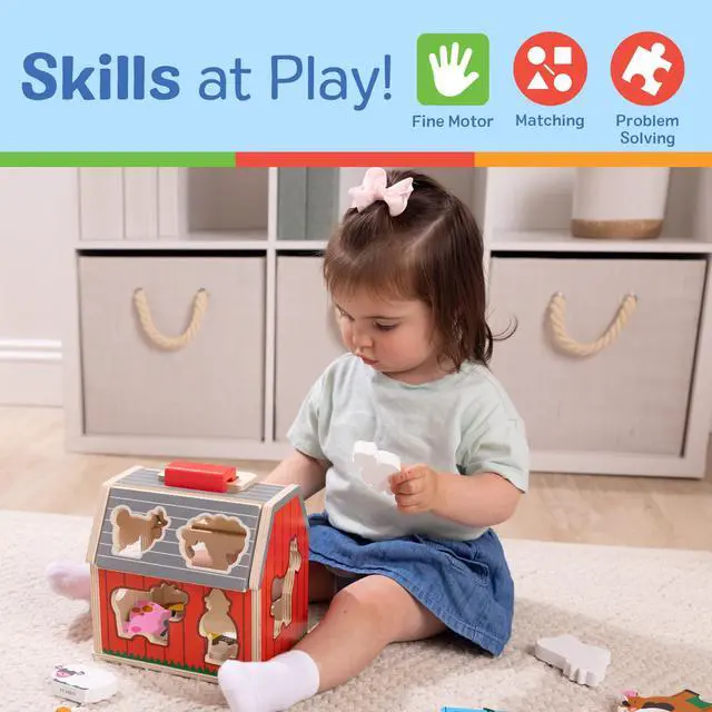 Alt view image 4 of 7 - Take-Along Wooden Toy Barn, 11-Pc Portable Toddler Playset with Farm Animals & Pop-Up Roof, Preschool Learning Toys for Girls & Boys 2+