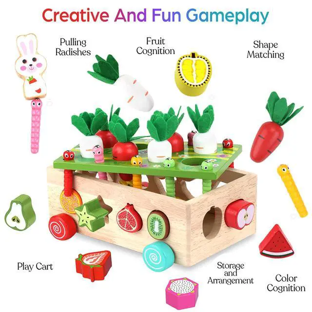 Alt view image 3 of 7 - Toddlers Montessori Wooden Educational Toys for Baby Boys Girls Age 1 2 3 Year Old, Shape Sorting Toys 1st One First Birthday Girl Gifts for Kids 1-3, Wood Preschool Learning Fine Motor Skills Game