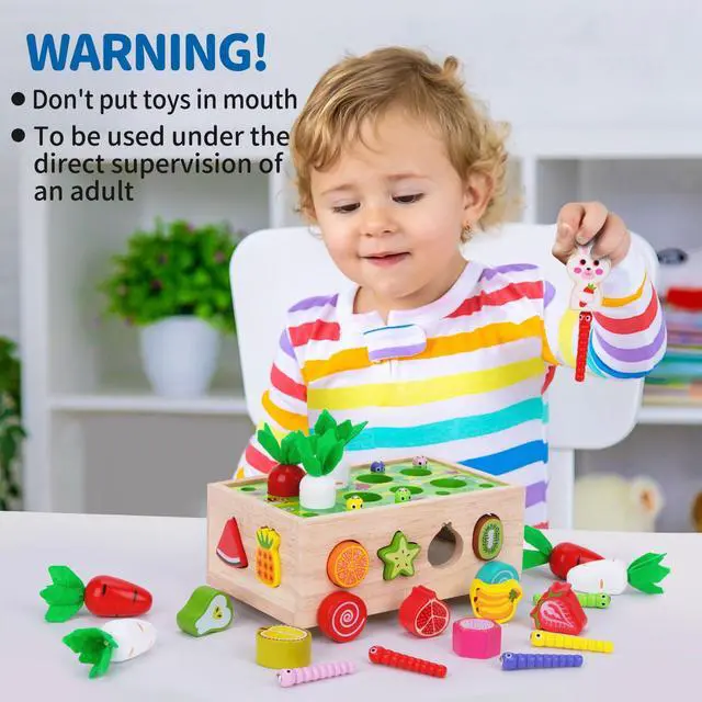 Alt view image 7 of 7 - Toddlers Montessori Wooden Educational Toys for Baby Boys Girls Age 1 2 3 Year Old, Shape Sorting Toys 1st One First Birthday Girl Gifts for Kids 1-3, Wood Preschool Learning Fine Motor Skills Game