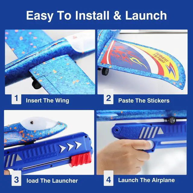 Alt view image 2 of 6 - 3 Pack Foam Airplane Launcher Toys, 2 Flight Mode Glider Plane,Kids Flying Toy,3 4 5 6 7 8 9 10 11 12 Year Old Boys Girls Gifts,Outdoor Sport Party Favor