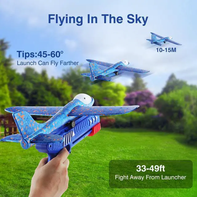 Alt view image 3 of 6 - 3 Pack Foam Airplane Launcher Toys, 2 Flight Mode Glider Plane,Kids Flying Toy,3 4 5 6 7 8 9 10 11 12 Year Old Boys Girls Gifts,Outdoor Sport Party Favor