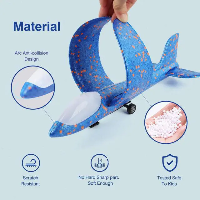 Alt view image 4 of 6 - 3 Pack Foam Airplane Launcher Toys, 2 Flight Mode Glider Plane,Kids Flying Toy,3 4 5 6 7 8 9 10 11 12 Year Old Boys Girls Gifts,Outdoor Sport Party Favor