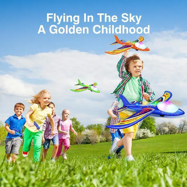 Alt view image 6 of 6 - 3 Pack Foam Airplane Launcher Toys, 2 Flight Mode Glider Plane,Kids Flying Toy,3 4 5 6 7 8 9 10 11 12 Year Old Boys Girls Gifts,Outdoor Sport Party Favor