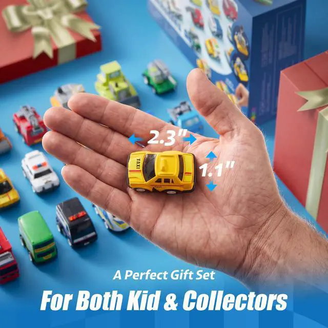 Alt view image 2 of 7 - 18 Pcs Pull Back City Cars and Trucks Toy Vehicles Set, Friction Powered Mini Cars Toys for Toddlers, Party Favors for Kids 3-5, Birthday Gifts for Boys and Girls, Goodie Bag Stuffers