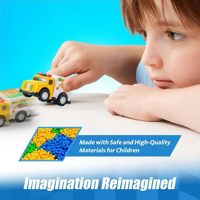Alt view image 7 of 7 - 18 Pcs Pull Back City Cars and Trucks Toy Vehicles Set, Friction Powered Mini Cars Toys for Toddlers, Party Favors for Kids 3-5, Birthday Gifts for Boys and Girls, Goodie Bag Stuffers
