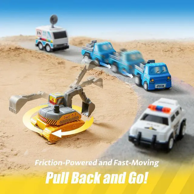 Alt view image 5 of 7 - 18 Pcs Pull Back City Cars and Trucks Toy Vehicles Set, Friction Powered Mini Cars Toys for Toddlers, Party Favors for Kids 3-5, Birthday Gifts for Boys and Girls, Goodie Bag Stuffers