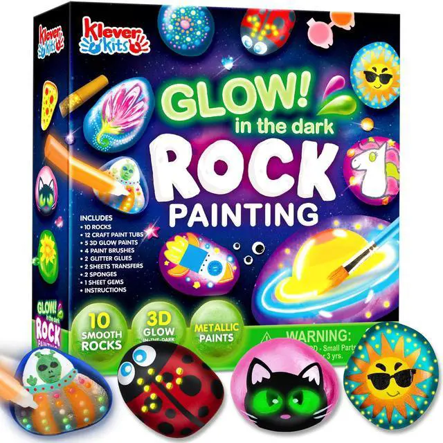 Main image of Rock Painting Kit- Glow in The Dark Rock Kit, Arts and Crafts for Kids Ages 6-12, Art Supplies Toy, Kids Craft Paint Kits, Arts & Crafts for Boys Girls Birthday Party Gift Toy