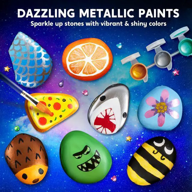 Alt view image 6 of 7 - Rock Painting Kit- Glow in The Dark Rock Kit, Arts and Crafts for Kids Ages 6-12, Art Supplies Toy, Kids Craft Paint Kits, Arts & Crafts for Boys Girls Birthday Party Gift Toy