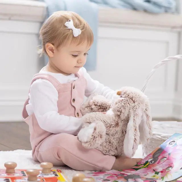 Alt view image 2 of 7 - Burrow Bunny Stuffed Animal Plushie with Big Feet, Floppy Ears & Fluffy Tail, Adorable Pretend Play Toddler Toys for Girls & Boys 3+