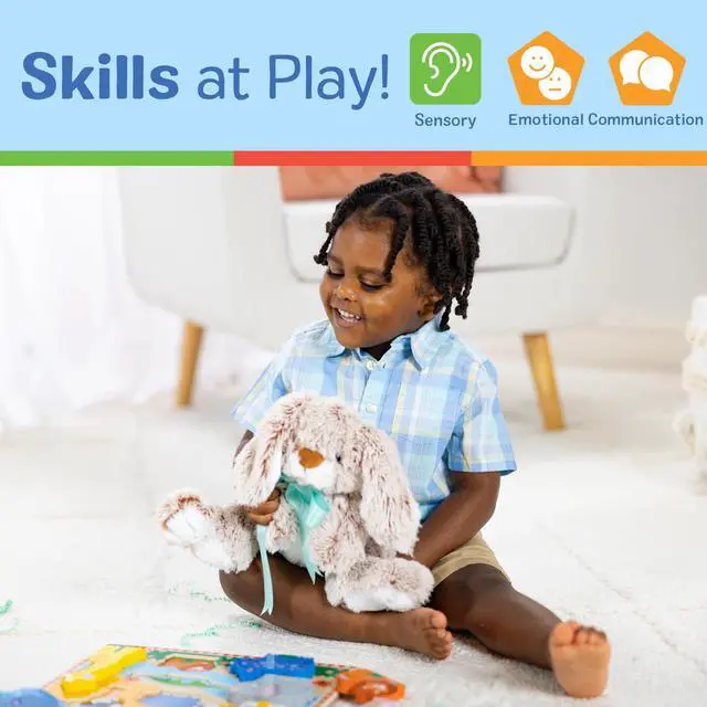Alt view image 5 of 7 - Burrow Bunny Stuffed Animal Plushie with Big Feet, Floppy Ears & Fluffy Tail, Adorable Pretend Play Toddler Toys for Girls & Boys 3+