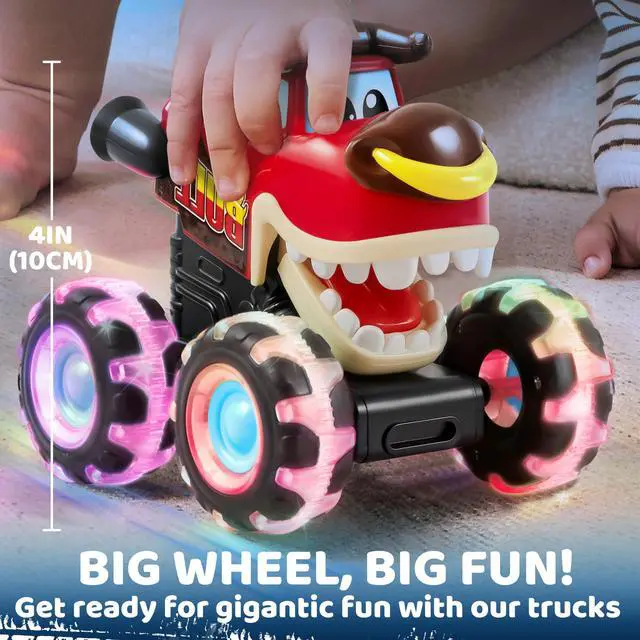 Alt view image 5 of 7 - 3 Pack Monster Truck Toy - Motion Activated Light Up Cars for Toddlers - Monster Glow Rover LED Wheels - Baby Boy Toys - Press and Go Dinosaur Trucks for Kids Boy Birthday Gifts