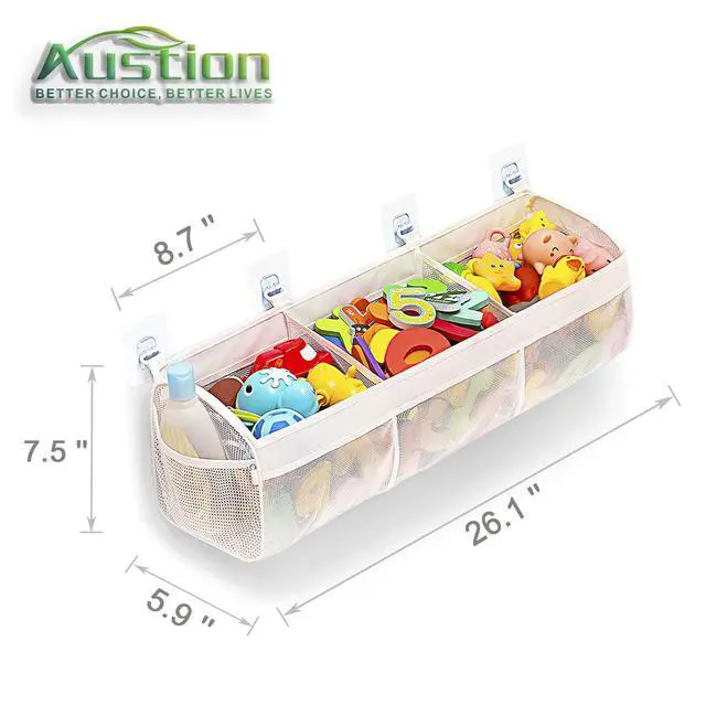 Alt view image 3 of 6 - Original 3 Compartment Horizontal Large Openings Bath Toy Organizer for Tub, Capacity Upgrade Bath Toy Storage and Holder, Bathtub Toy Holder for Easy Access and Sorting of Toys.