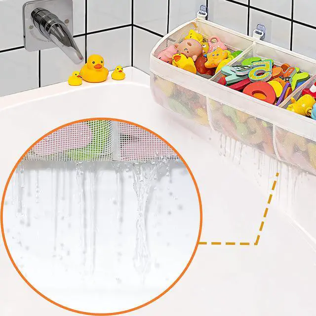 Alt view image 2 of 6 - Original 3 Compartment Horizontal Large Openings Bath Toy Organizer for Tub, Capacity Upgrade Bath Toy Storage and Holder, Bathtub Toy Holder for Easy Access and Sorting of Toys.