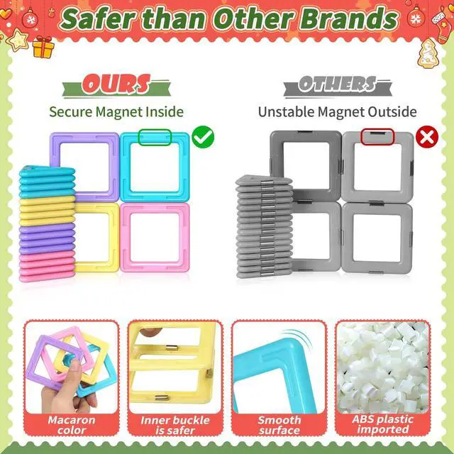 Alt view image 3 of 7 - Toddler Girl Toys, Magnetic Tiles 44pcs, Birthday Gifts Ideas for Girls Toys Age 3 4 5, Magnetic Blocks, Magnet STEM Montessori Toddler Kids Christmas Toy Gifts for 3 4 5 6 7 Year Old Girls