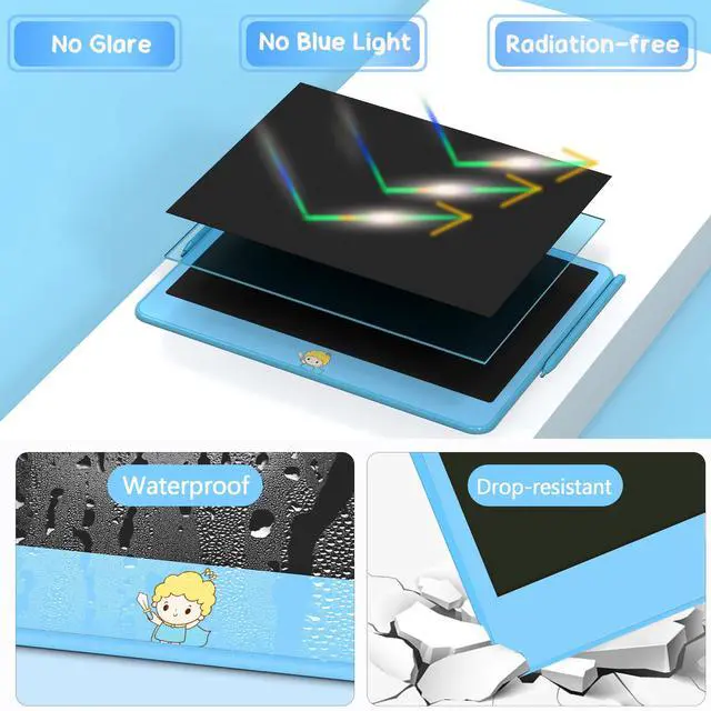 Alt view image 7 of 7 - LCD Writing Tablet for Kids 12 Inch, Toys for Boys Girls Drawing Pad for 3 4 5 6 7 Year Old Kids Toys, Toddler Erasable Doodle Board Travel Essentials, Christmas Birthday Gift for Kids - Blue