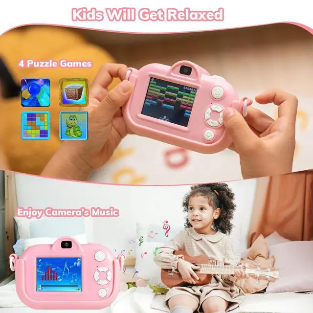 Alt view image 5 of 7 - Kids Camera Toddler Toys for Girls, 3-12 Year Old Girl Birthday Gifts Toys, 48MP HD Kids Digital Camera for Kids, 1080P HD Video Toddler Camera Kid Toys Gifts for 3 4 5 6 7 8 9 10 Year Old Girls