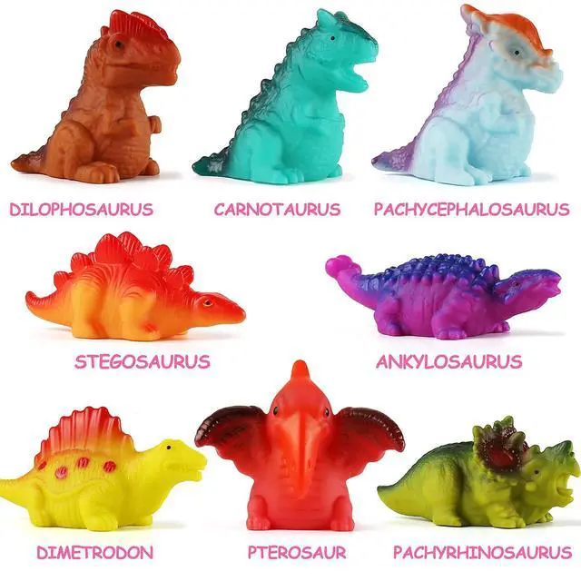 Alt view image 5 of 6 - 8 Pack Light up No Hole Dinosaur Bath Toy Set, Flashing Color Changing Light in Water, Floating Dino Bathtub Bathroom tub Pool Toy for Baby Infant Kid Toddler Child Boy Girl Preschool in Christmas
