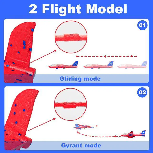 Alt view image 4 of 7 - Airplane Launcher Toy for Kids, 3 Pack Spider Foam Gliders Air Planes with Led, 2 Flight Modes 3 4 5 6 7 Year Old Boys Girls Outdoor Flying Toys Outside Sport Games Birthday