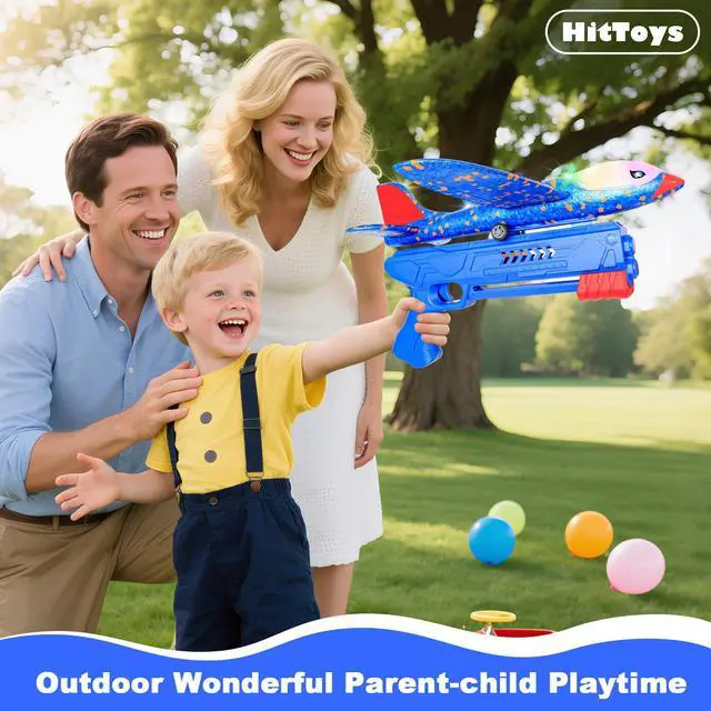 Alt view image 7 of 7 - Airplane Launcher Toy for Kids, 3 Pack Spider Foam Gliders Air Planes with Led, 2 Flight Modes 3 4 5 6 7 Year Old Boys Girls Outdoor Flying Toys Outside Sport Games Birthday