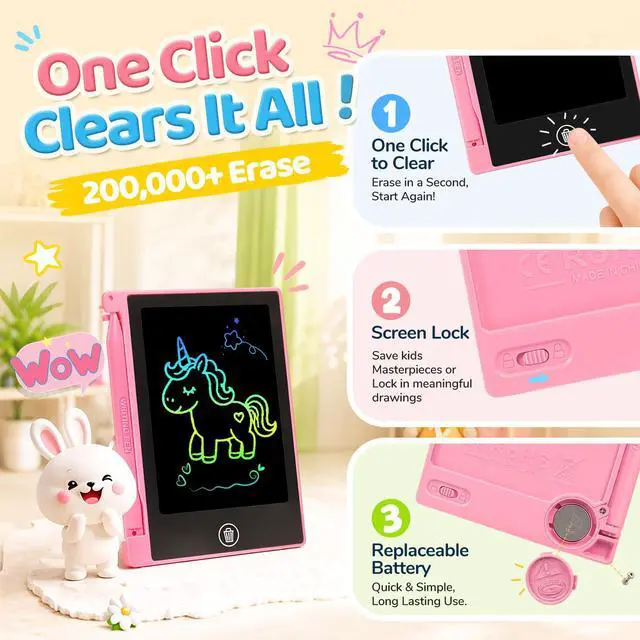 Alt view image 2 of 7 - Mini 4.4 Inch LCD Writing Tablet for Kids, Bulk Doodle Board Drawing Tablet for Kids, Colorful Educational Learning Toys for Classroom, Birthday Gifts for Boys and Girls Aged 3-8 (12)