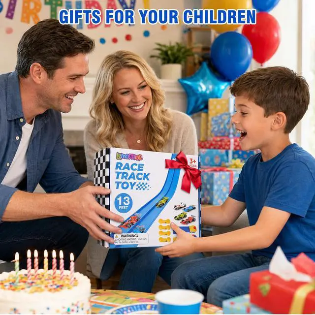 Alt view image 7 of 7 - Flexible Race Track Set for Kids: 15 Ft Suction Cup Flex Race Track with 4 Car and 2 Thruster - Rolls Up Portable Racetrack Compatible with Diecast 1/64th Cars Model - Birthday Gifts for Ages 3 4 5 6