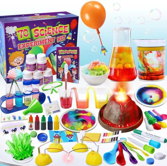 Main image of 70 Lab Experiments Science Kits for Kids Educational Scientist Toys Birthday Gifts Idea for Girls Boys, Chemistry Set, Erupting Volcano, Fruit Circuits, S.T.E.M Activities Science Project