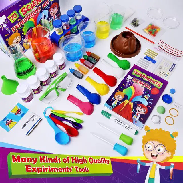 Alt view image 6 of 6 - 70 Lab Experiments Science Kits for Kids Educational Scientist Toys Birthday Gifts Idea for Girls Boys, Chemistry Set, Erupting Volcano, Fruit Circuits, S.T.E.M Activities Science Project
