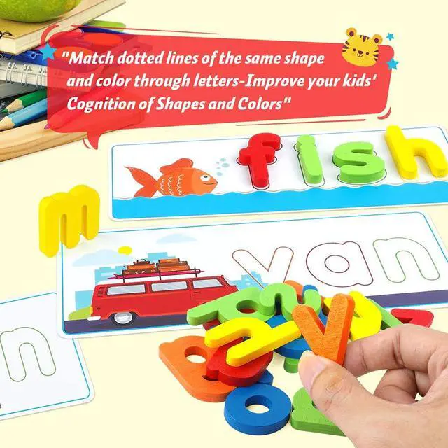 Alt view image 7 of 7 - KMUYSL Learning Toys for 3 4 5 6 Years Old Boys and Girls - See & Spell CVC Word Builders with Alphabet Cards for Kids, Preschool Learning Activities Toys, Idea Birthday Gifts for Age 3-5 4-6 Kids