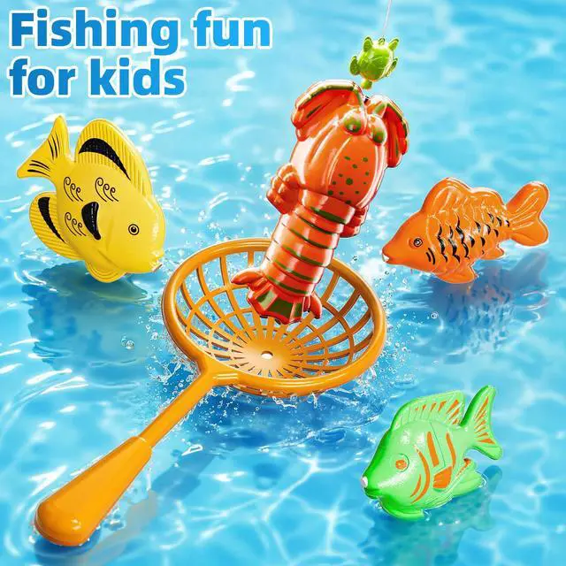 Alt view image 3 of 7 - Fishing Toy Game for Kids 3 4 5 6 7 8 Years Old, 51 Fish Bath Playset for Toddlers, Toy Magnetic Rod and Fishing Net, Outdoor Water Toys for Kids Age 3-5, Party for Boy and Girl