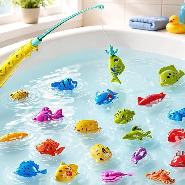 Alt view image 7 of 7 - Fishing Toy Game for Kids 3 4 5 6 7 8 Years Old, 51 Fish Bath Playset for Toddlers, Toy Magnetic Rod and Fishing Net, Outdoor Water Toys for Kids Age 3-5, Party for Boy and Girl