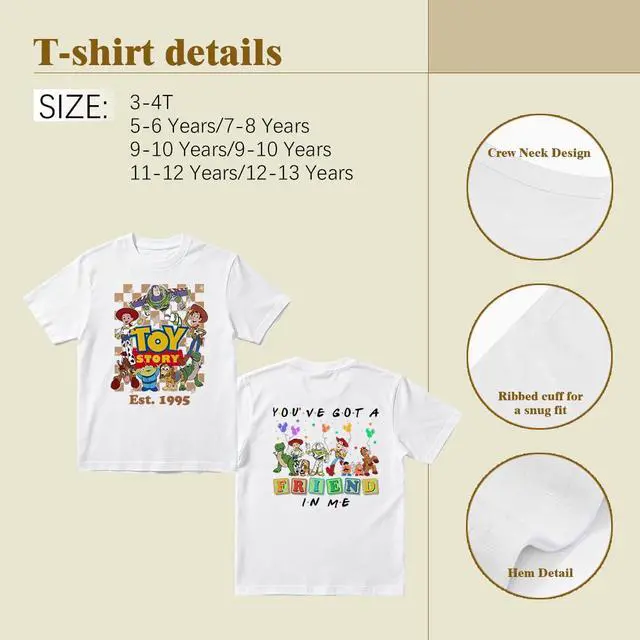 Alt view image 6 of 6 - 2026 Toy Movie Story 5 Series T-Shirt for Men Women Kids,Double-Sided Printing Pattern, Soft Cotton Casual Shirt, Gift Tee (White, 9-10 Years)