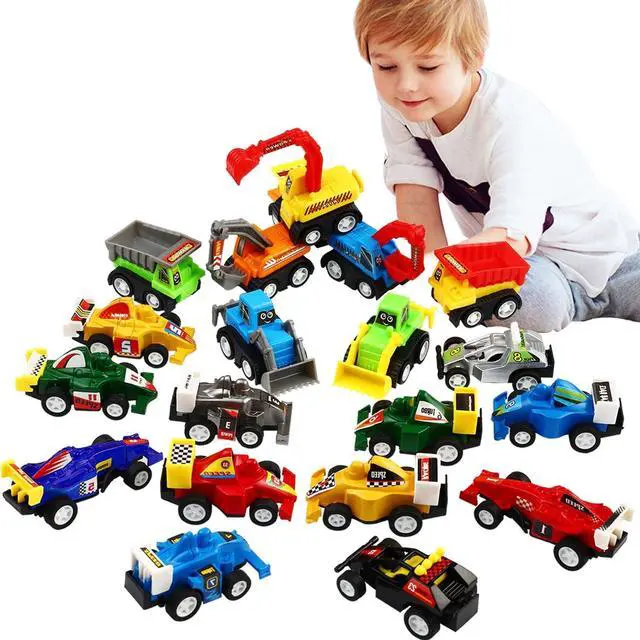 Alt view image 6 of 7 - , 20 Pcs Assorted Mini Truck Toy and Race Car Toy Kit Set, Play Construction Vehicle Playset for Boy Kid Child Party Favors Birthday Game Supplies Pinata Stuffers Easter Egg Hunt Fillers