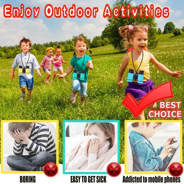 Alt view image 3 of 7 - Binoculars for Kids Best Gifts for 3-12 Years Boys Girls High-Resolution Optics Shockproof Mini Kids Binoculars Toys Folding Small Telescope for Bird Watching Camping Outdoor Play