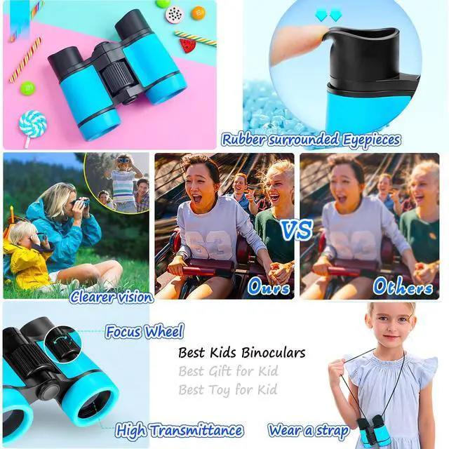 Alt view image 4 of 7 - Binoculars for Kids Best Gifts for 3-12 Years Boys Girls High-Resolution Optics Shockproof Mini Kids Binoculars Toys Folding Small Telescope for Bird Watching Camping Outdoor Play