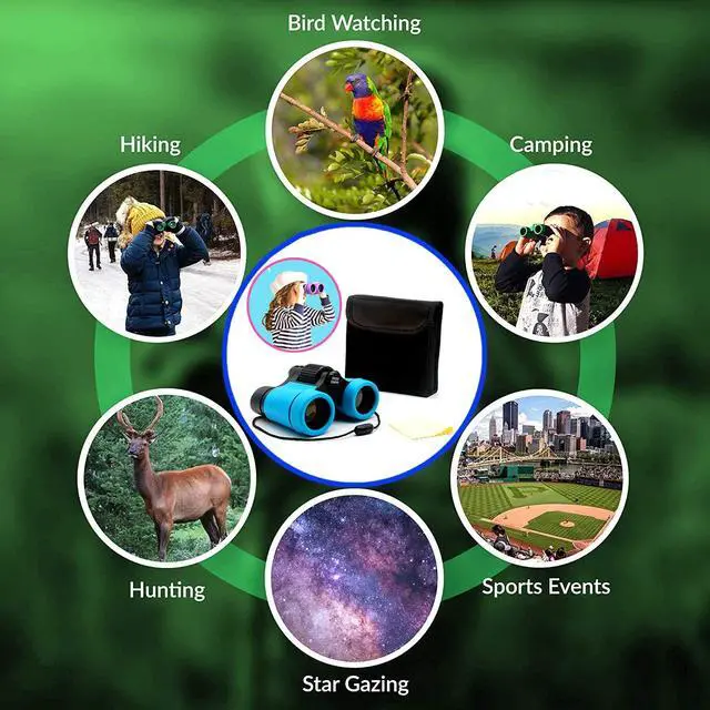 Alt view image 6 of 7 - Binoculars for Kids Best Gifts for 3-12 Years Boys Girls High-Resolution Optics Shockproof Mini Kids Binoculars Toys Folding Small Telescope for Bird Watching Camping Outdoor Play