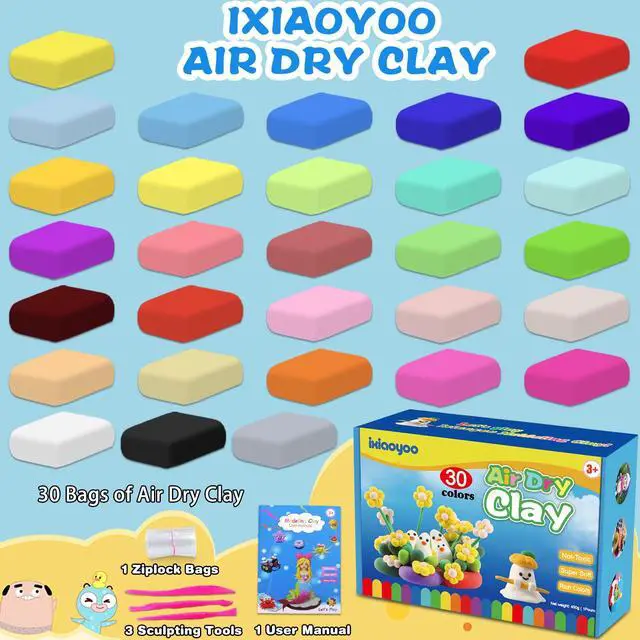 Alt view image 4 of 7 - Air Dry Clay, 30 Colors Modeling Clay for Kids, DIY Model Crafts Toys with Sculpting Tools, Soft & Non-Sticky, School Projects & Home Party Favors, Birthday Gifts for Boys and Girls Aged 312