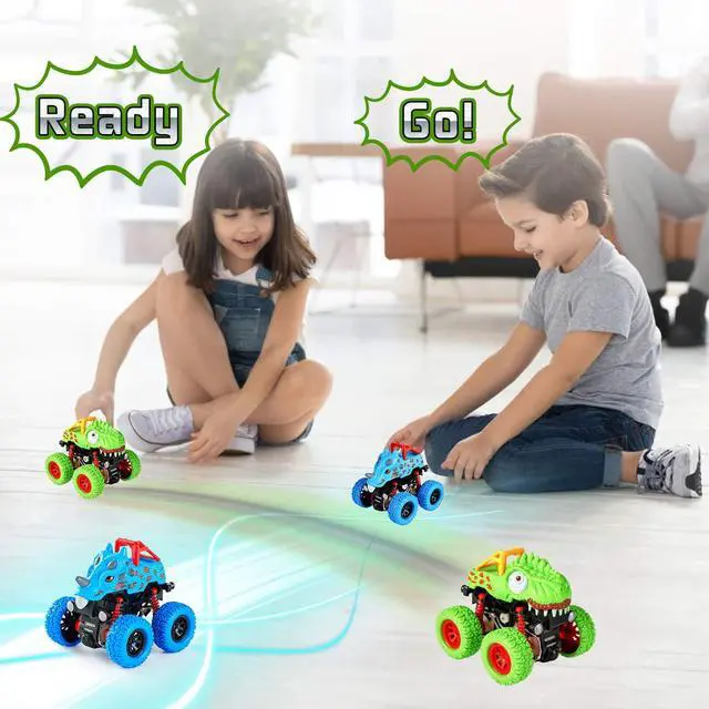 Alt view image 2 of 7 - LODBY Dinosaur Toys for 2 3 4 5 Year Old Boys - Monster Truck Toys for Toddlers Boys Ages 2-4-6 - Push and Go Cars Dinosaur Toys for Kids 3-5 Year Old Boy Christmas Birthday Gifts