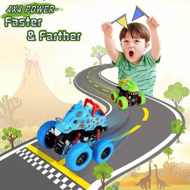 Alt view image 4 of 7 - LODBY Dinosaur Toys for 2 3 4 5 Year Old Boys - Monster Truck Toys for Toddlers Boys Ages 2-4-6 - Push and Go Cars Dinosaur Toys for Kids 3-5 Year Old Boy Christmas Birthday Gifts
