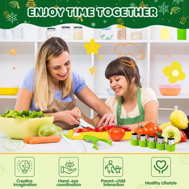 Alt view image 4 of 7 - 28PCS Toddler Knife Set - Kids Knifes for Real Cooking, Montessori Kids Kitchen Knife Set with Cutting Board Crinkle Cutters Kid Safe Knives, Toddlers Kitchen Tools for Age 2-10 Year Old Girl Boy