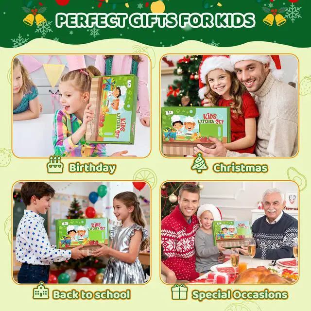 Alt view image 6 of 7 - 28PCS Toddler Knife Set - Kids Knifes for Real Cooking, Montessori Kids Kitchen Knife Set with Cutting Board Crinkle Cutters Kid Safe Knives, Toddlers Kitchen Tools for Age 2-10 Year Old Girl Boy
