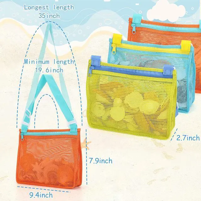 Alt view image 4 of 7 - Beach Toy Mesh Beach Bag Kids Shell Collecting Bag Beach Sand Toy Totes for Holding Shells Beach Toys Sand Toys Swimming Accessories for Boys and Girls(Only Bags,A Set of 3)