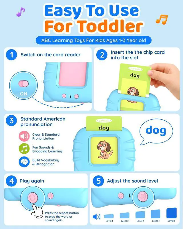 Alt view image 4 of 7 - Talking Flash Cards for Toddlers 1-3, Upgraded 248 Sight Words Montessori Speech Therapy Toy, Autism Sensory Educational Learning Toys, Birthday Gift for Boys Girls (Blue)